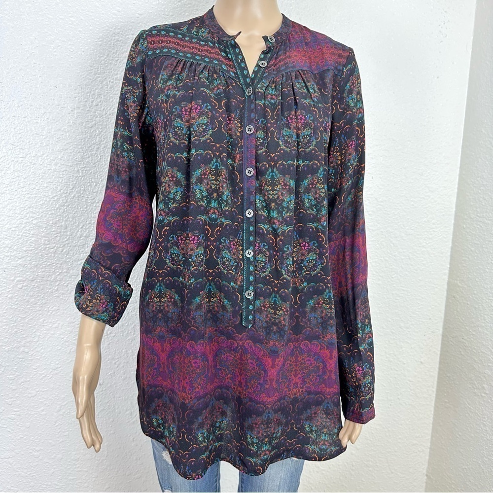 plenty by tracy reese Blouse whimsical S Viscose Bohemian Floral preppy